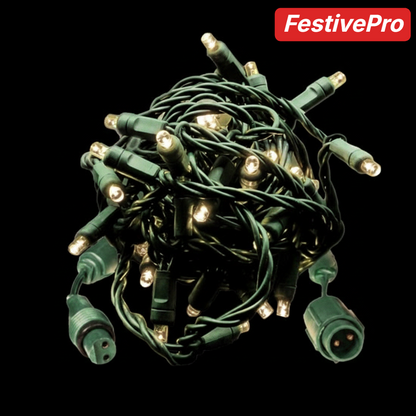 Warm White FestivePro 5MM LED Light Set - 100 Lights - 4" Spacing - Green Wire Warm White- 100 Ct - 6"- Green — view 2