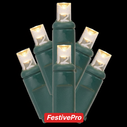 Warm White FestivePro 5MM LED Light Set - 100 Lights - 6" Spacing - Green Wire Warm White- 100 Ct - 6"- Green — view 3