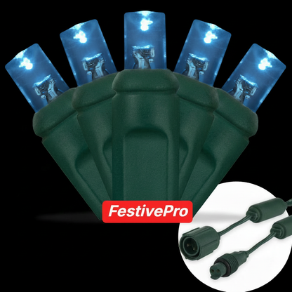 Blue FestivePro 5MM LED Light Set - 50 Lights - 6" Spacing - Green Wire Blue- 50 Ct - 6"- Green — view 1