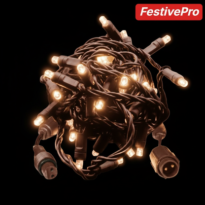 Warm White FestivePro 5MM LED Light Set - 50 Lights - 6" Spacing - Brown Wire Warm White- 50 Ct - 6"- Brown — view 4