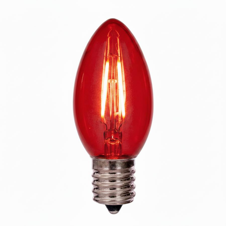 LED C9 Straight Filament Bulb - RED Red- Straight
