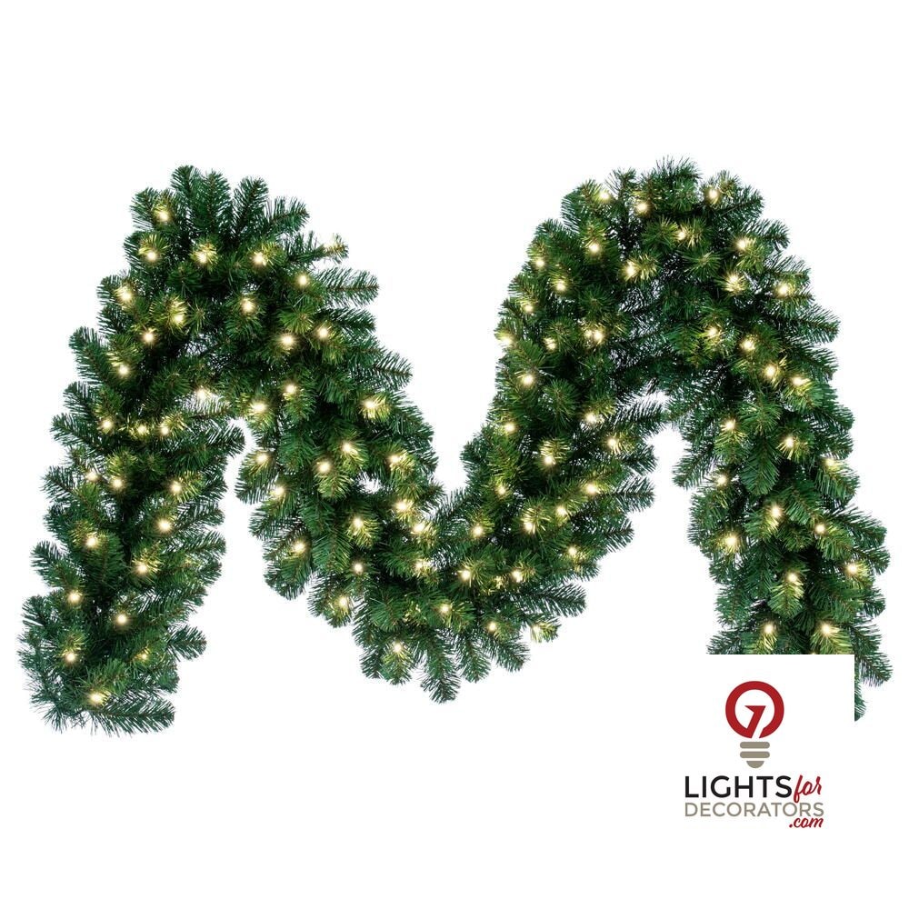 9' x 12" Warm White Deluxe Sequoia Fir Garland 9'- 12"- Warm White — view 1