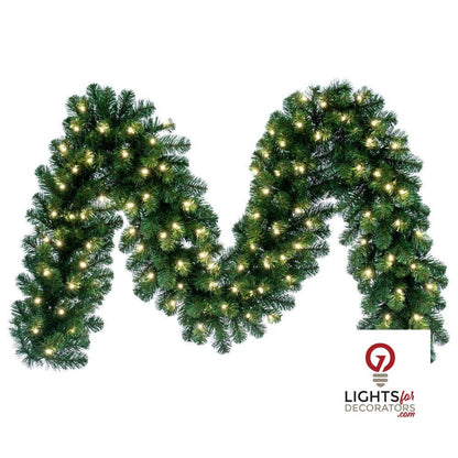 9' x 12" Warm White Deluxe Sequoia Fir Garland 9'- 12"- Warm White — view 1