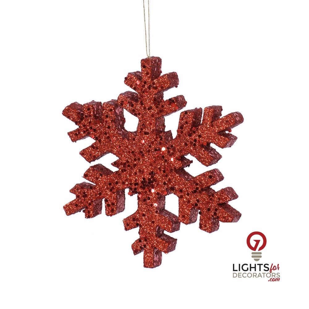 12" Outdoor Glitter Snowflake Ornament - Red Red- 12" — view 1