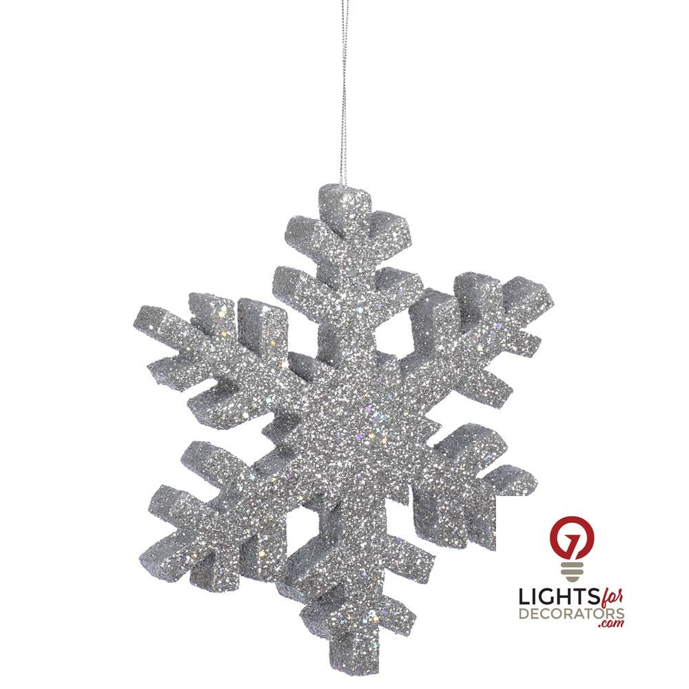 12" Outdoor Glitter Snowflake Ornament - Silver Silver- 12" — view 1