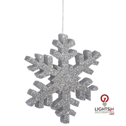 12" Outdoor Glitter Snowflake Ornament - Silver Silver- 12" — view 1