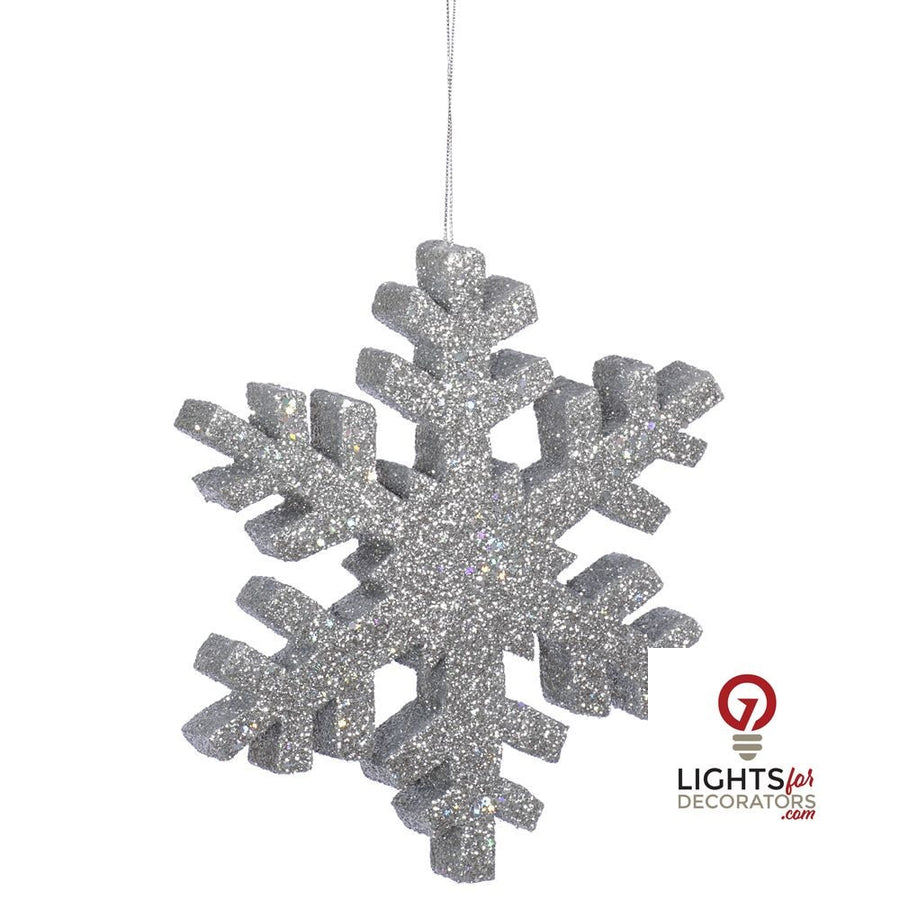 12" Outdoor Glitter Snowflake Ornament - Silver Silver- 12"