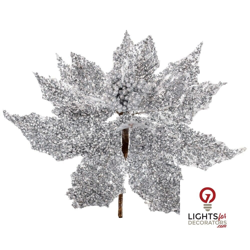 14" Glitter Berry Pick UV Treated - Silver Silver – Set of 3 — view 1