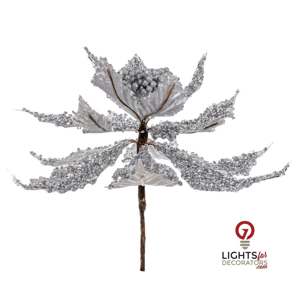 14" Glitter Berry Pick UV Treated - Silver Silver – Set of 3 — view 2