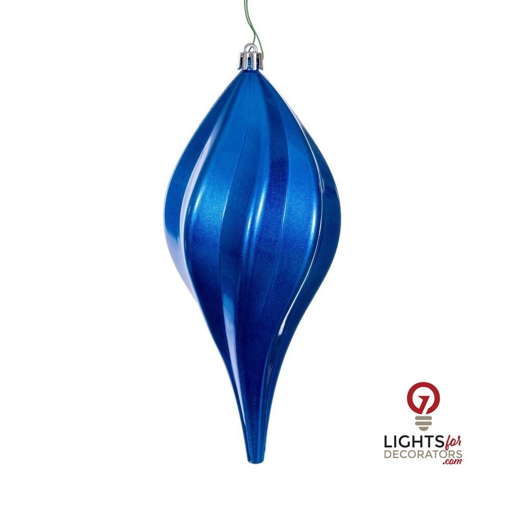 4" Candy Swirl Drop Ornament - Blue - UV Treated Blue- 8" — view 1