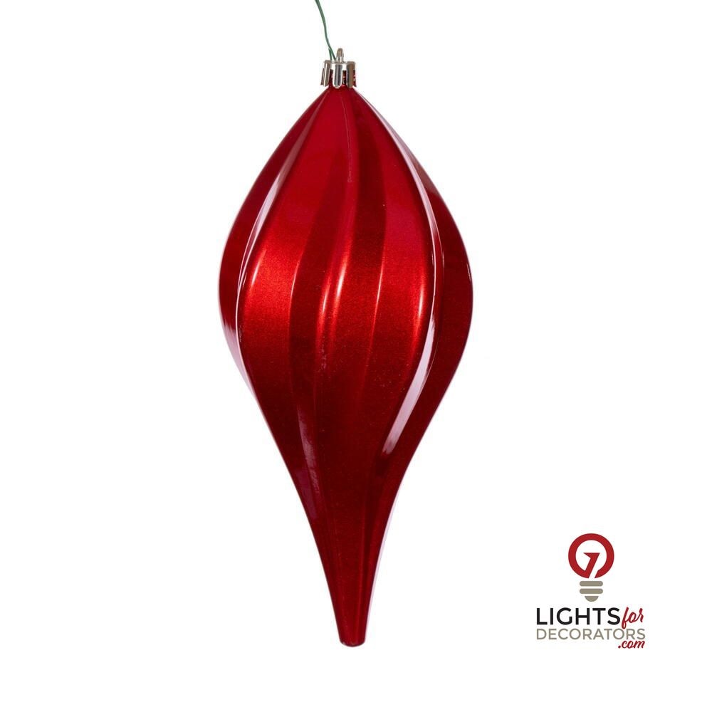 4" Candy Swirl Drop Ornament - Red - UV Treated Red- 8" — view 1