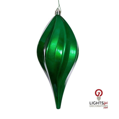 4" Candy Swirl Drop Ornament - Green - UV Treated Green- 8" — view 1