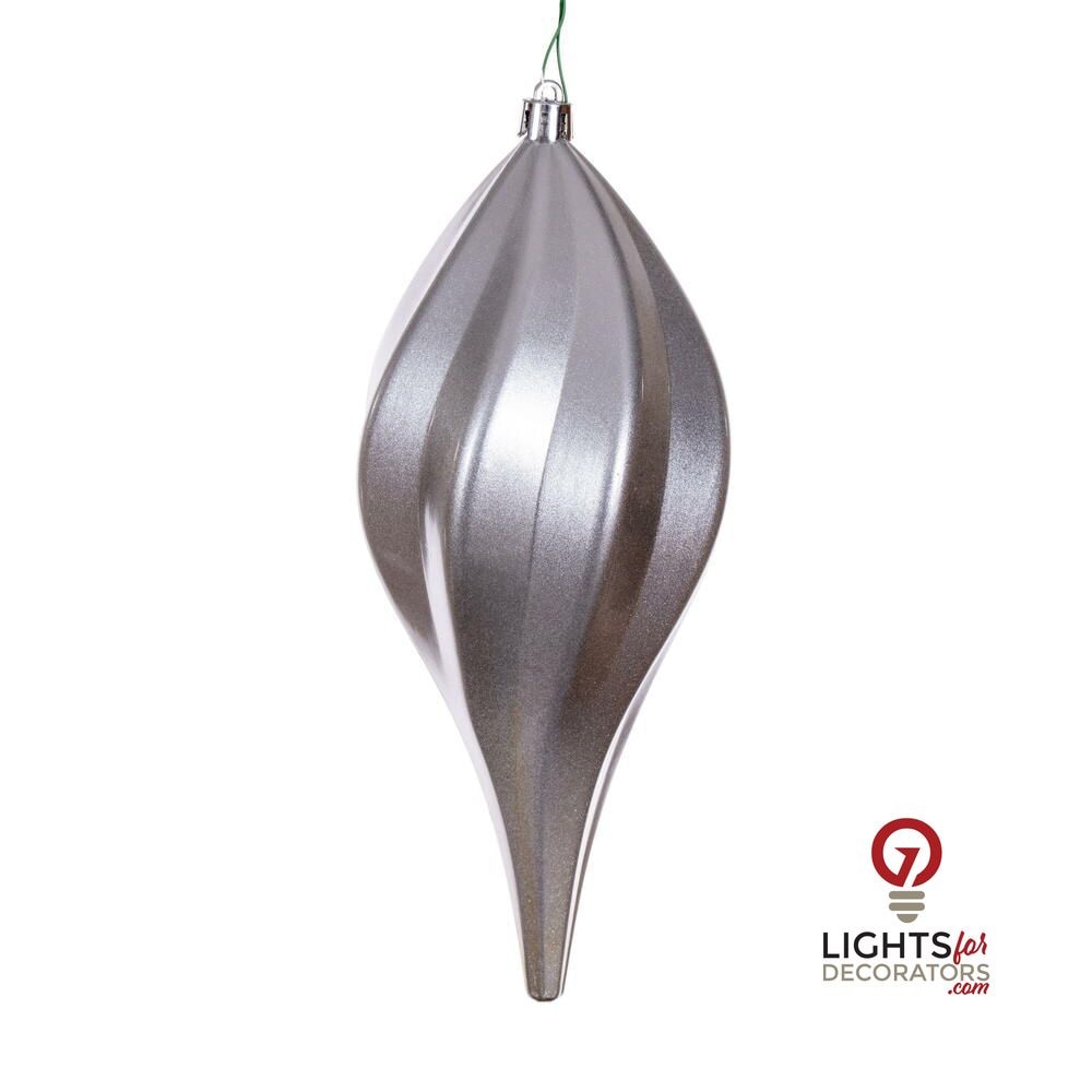 4" Candy Swirl Drop Ornament - Silver - UV Treated Silver- 8" — view 1
