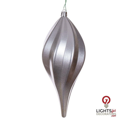 4" Candy Swirl Drop Ornament - Silver - UV Treated Silver- 8" — view 1