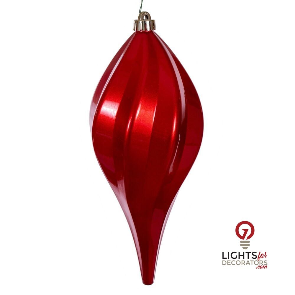 12" Candy Swirl Drop Ornament - Red - UV Treated Red- 12" — view 1