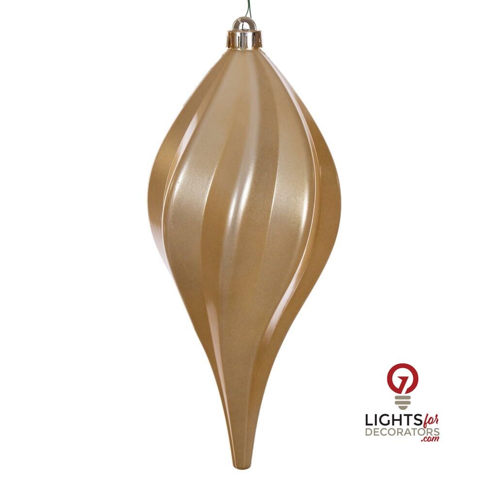 12" Candy Swirl Drop Ornament - Gold - UV Treated Gold- 12" — view 1