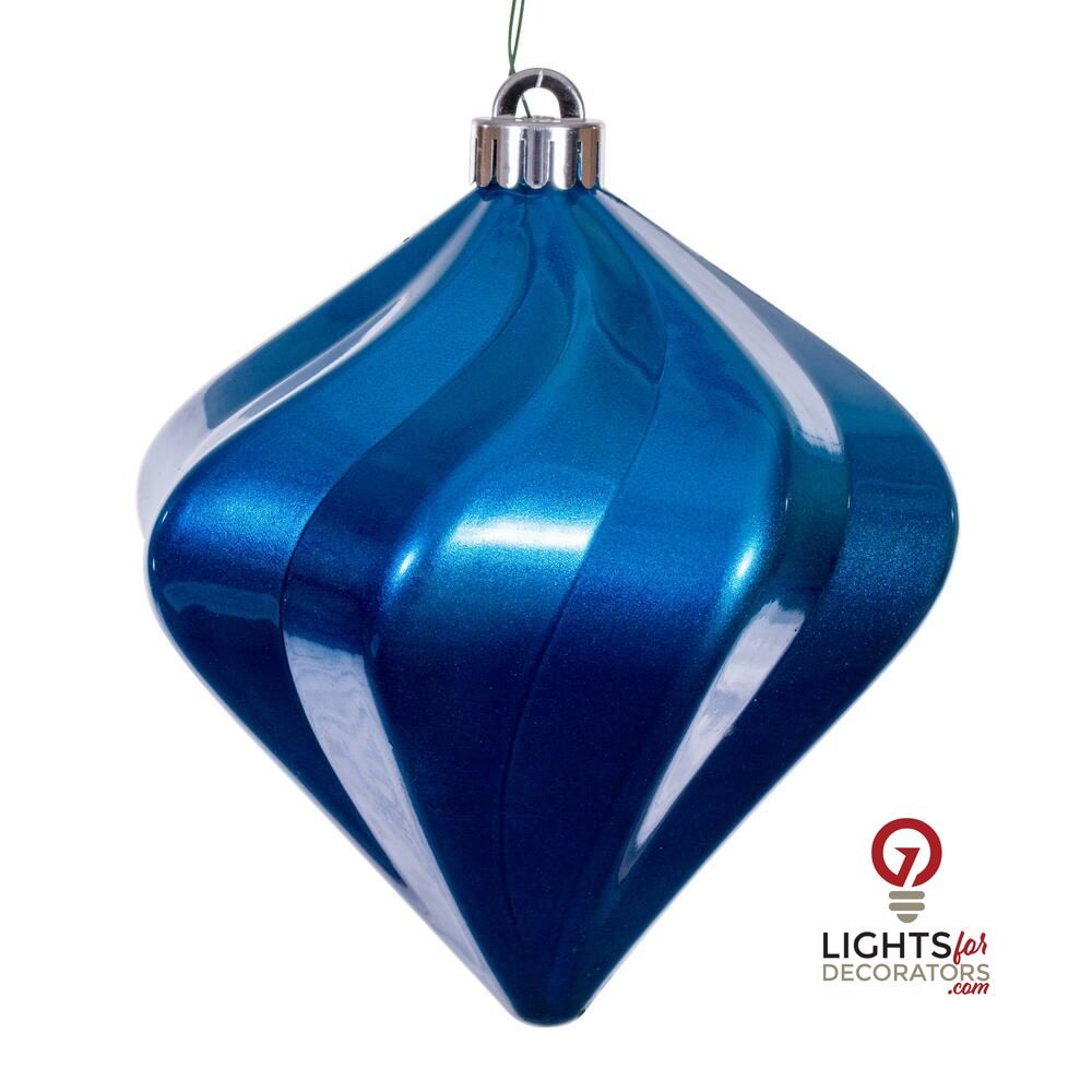 4" Candy Swirl Diamond Ornament - Blue - UV Treated - Set of 3 Blue — view 1