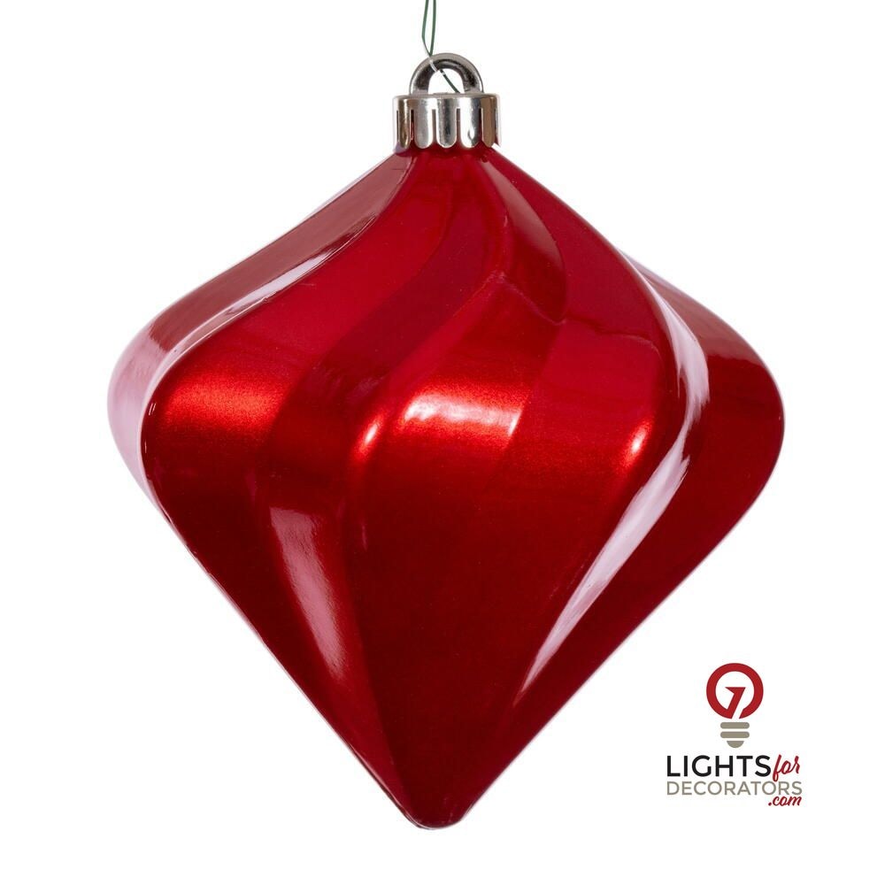 4" Candy Swirl Diamond Ornament - Red - UV Treated - Set of 3 Red — view 1