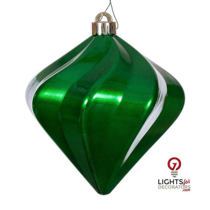 4" Candy Swirl Diamond Ornament - Green - UV Treated - Set of 3 Green — view 1