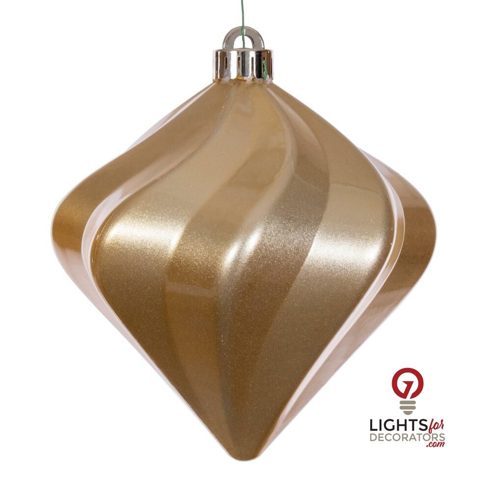 4" Candy Swirl Diamond Ornament - Gold - UV Treated - Set of 3 Gold — view 1