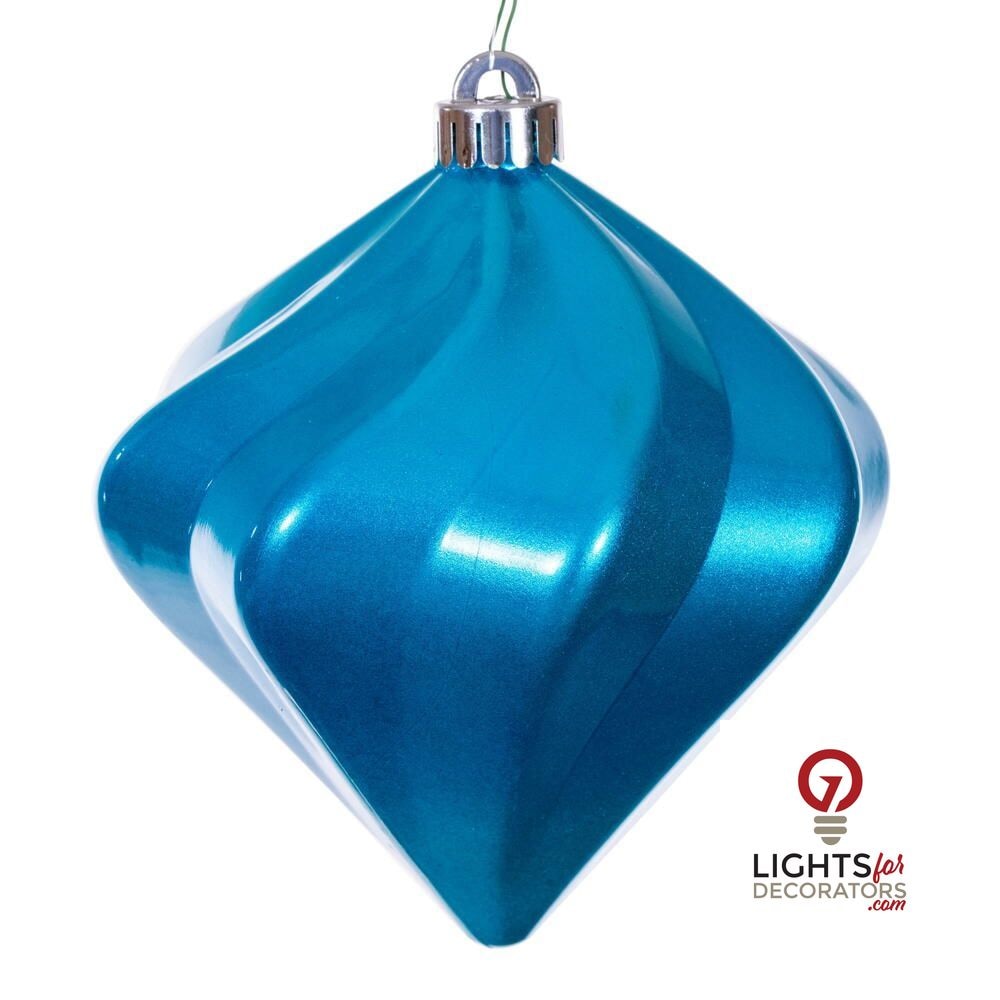 4" Candy Swirl Diamond Ornament - Turquoise - UV Treated - Set of 3 Turquoise — view 1