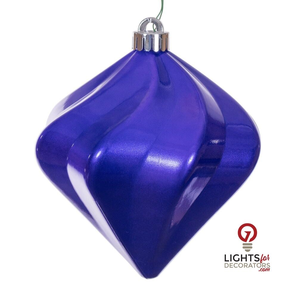 4" Candy Swirl Diamond Ornament - Purple - UV Treated - Set of 3 Purple — view 1