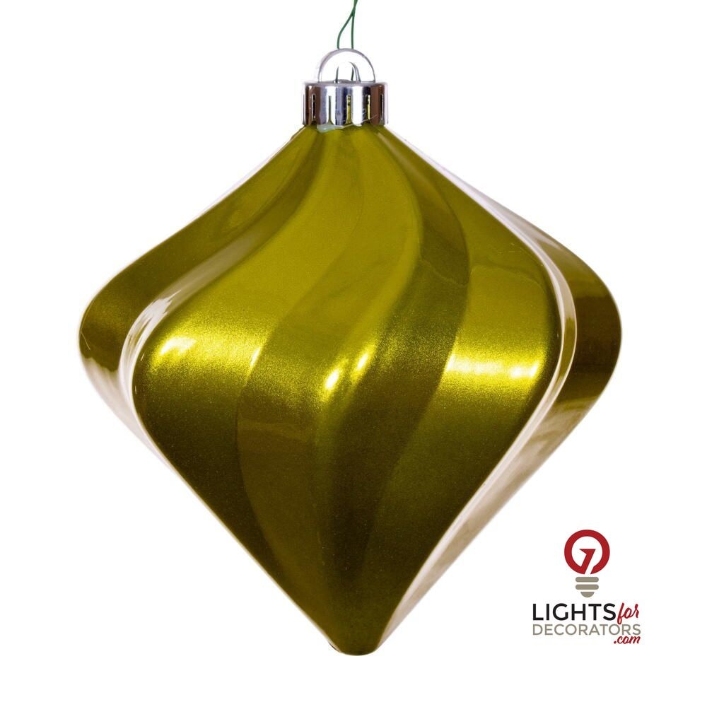 4" Candy Swirl Diamond Ornament - Lime - UV Treated - Set of 3 Lime — view 1