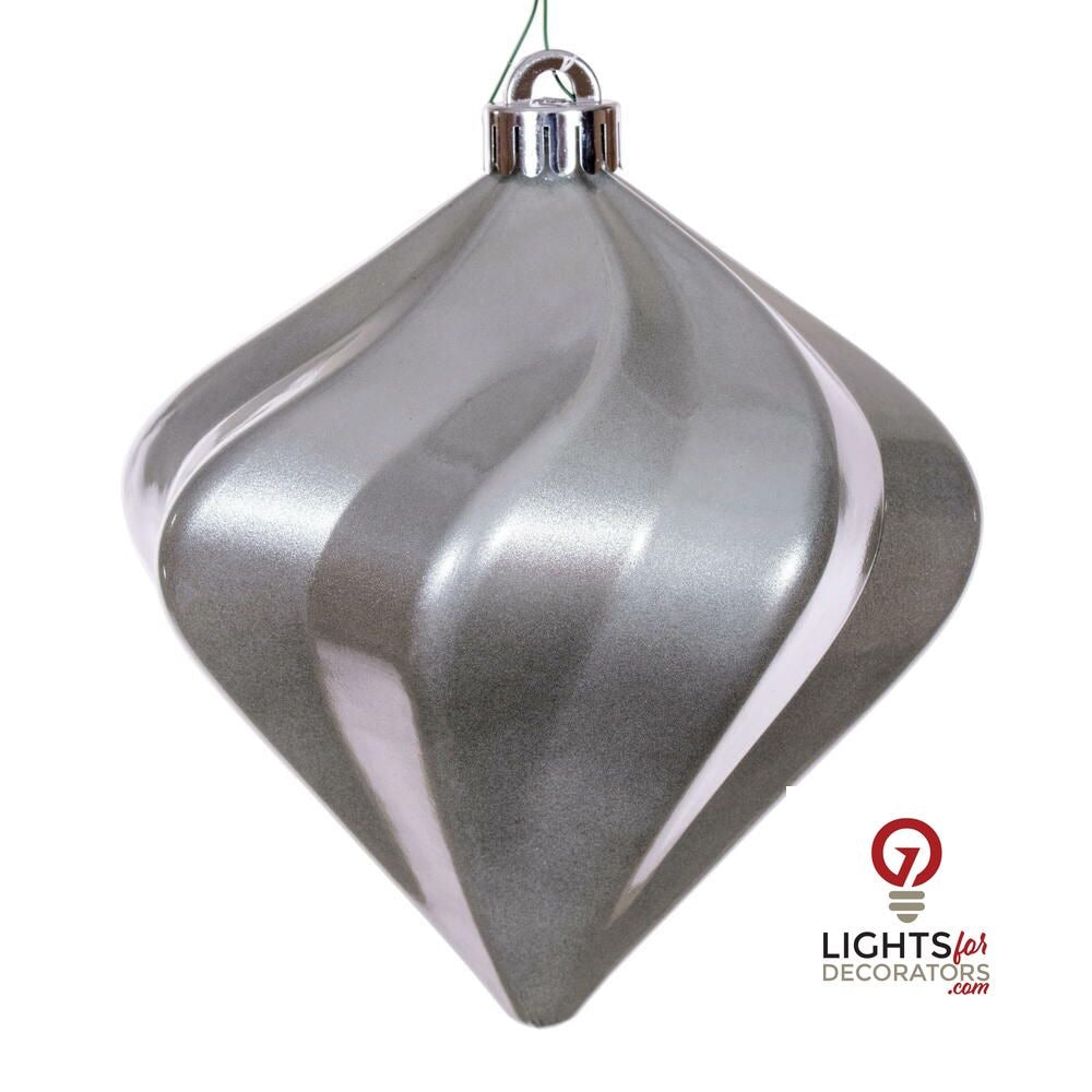 4" Candy Swirl Diamond Ornament - Pewter - UV Treated - Set of 3 Pewter — view 1