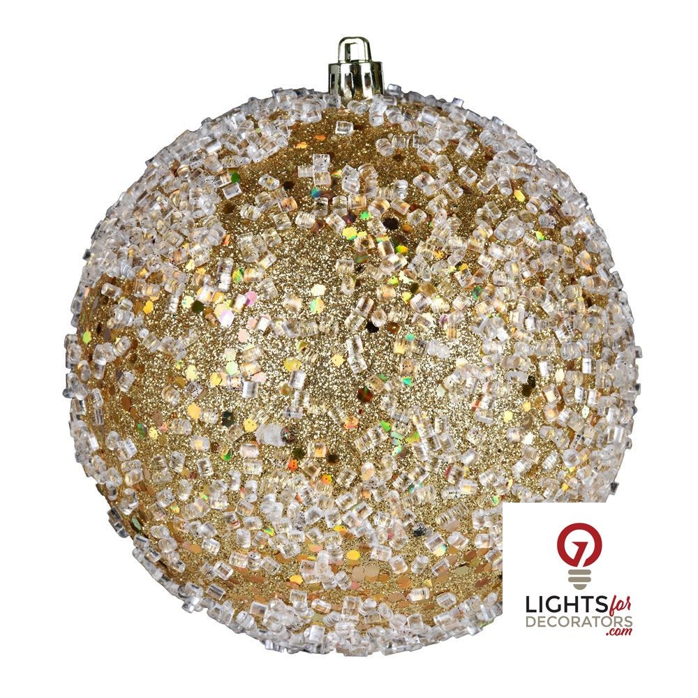 4" Glitter Hail Ball Ornament - Gold - Set of 6 Gold — view 1