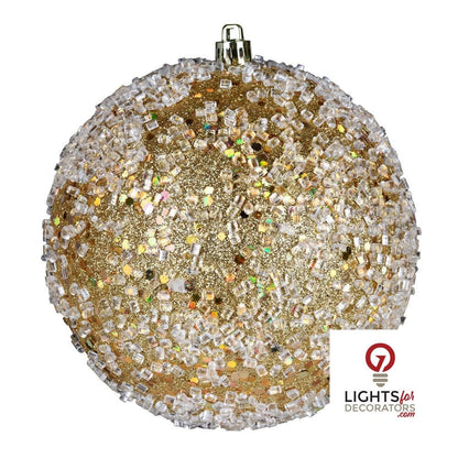 4" Glitter Hail Ball Ornament - Gold - Set of 6 Gold — view 1