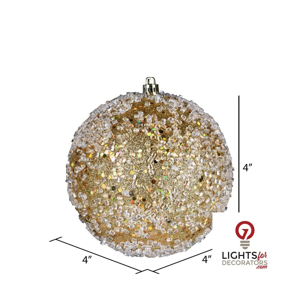 4" Glitter Hail Ball Ornament - Gold - Set of 6 Gold — view 2