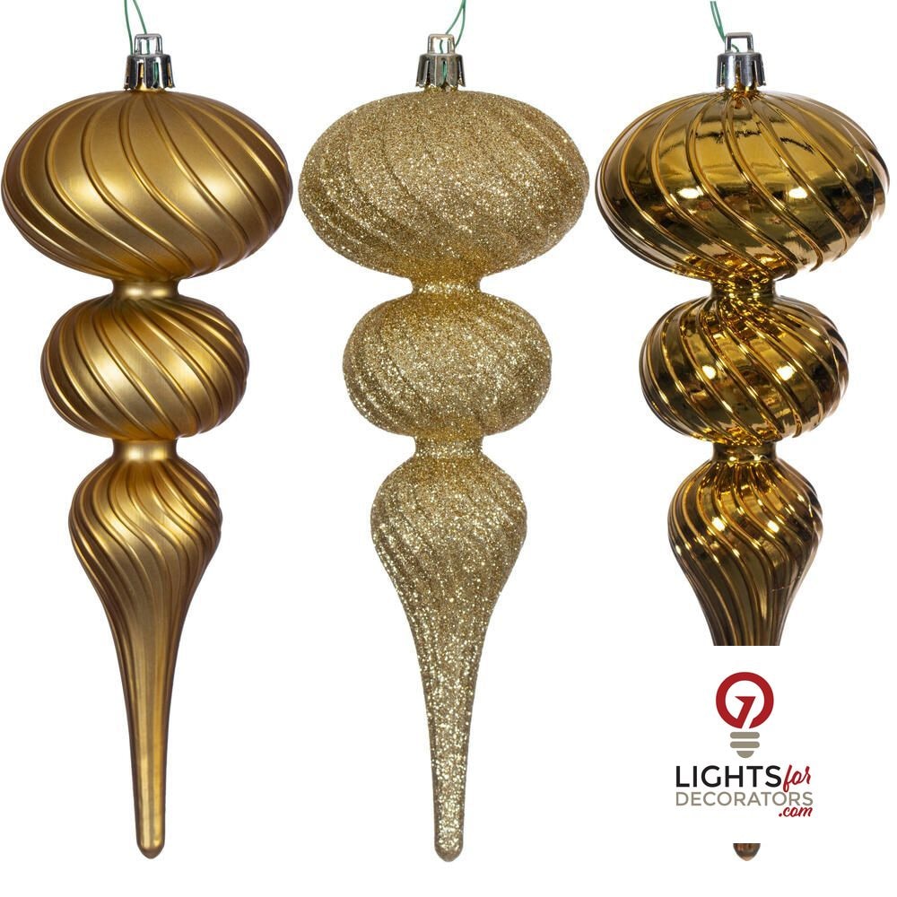 4" Swirl Finial Ornament - Gold - Set of 6 Gold — view 1