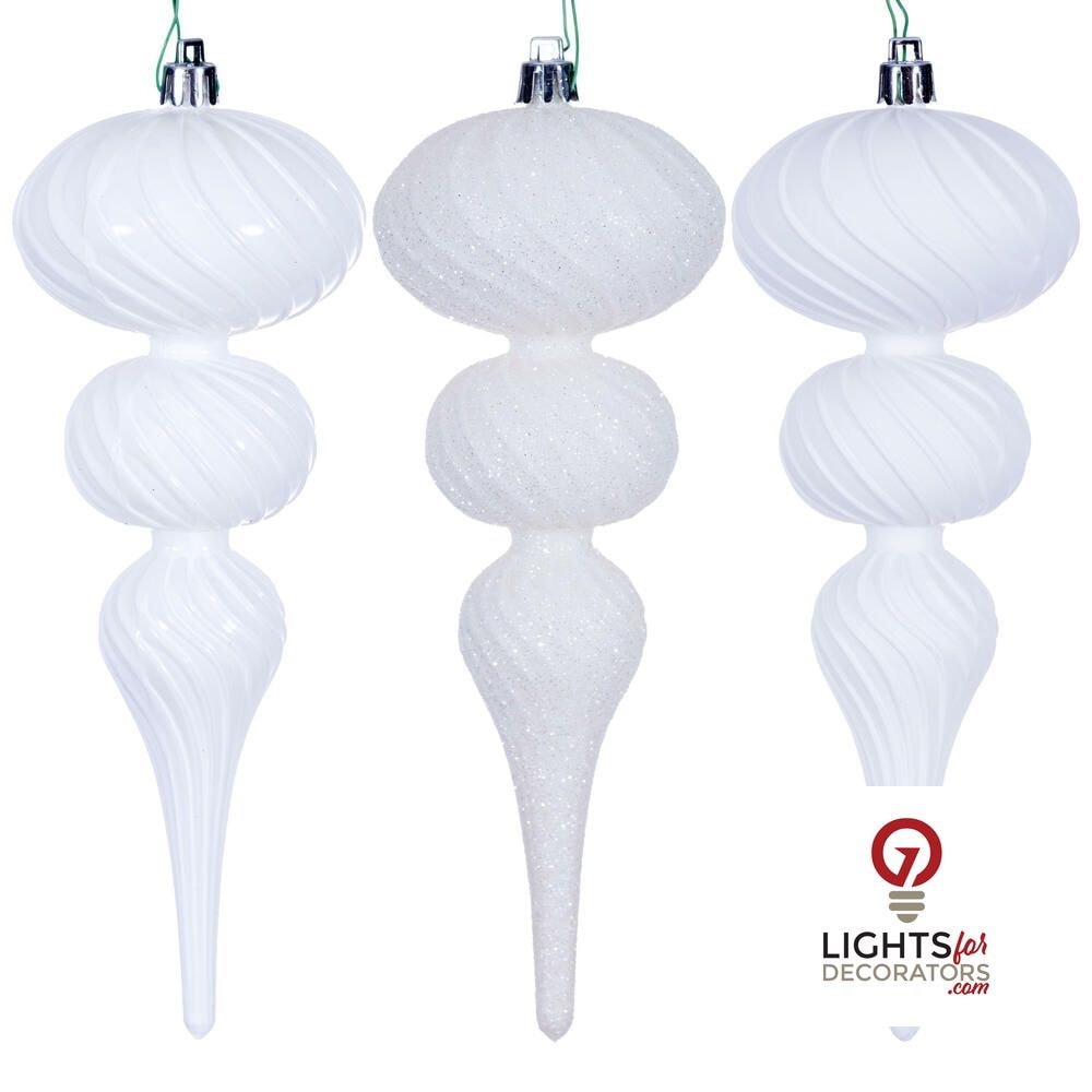 4" Swirl Finial Ornament - White - Set of 6 White — view 1
