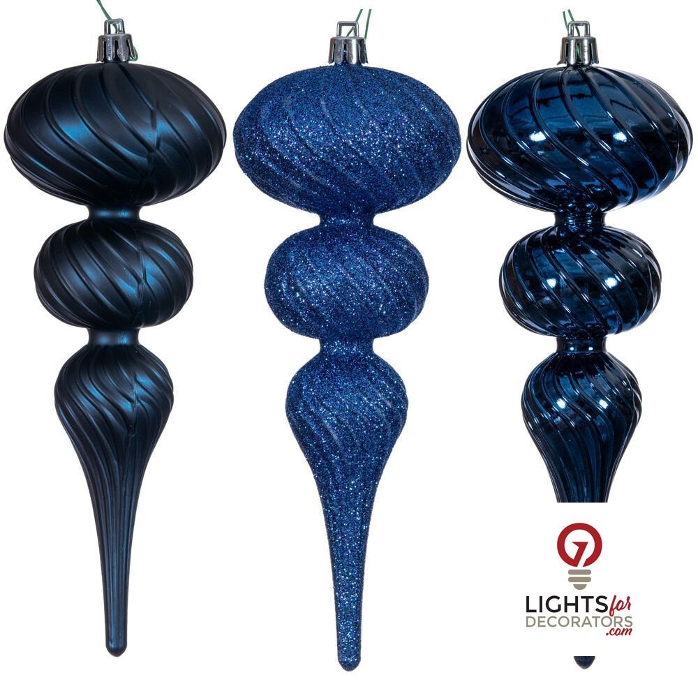 4" Swirl Finial Ornament - Midnight Blue - Set of 6 Midnight Blue — view 1