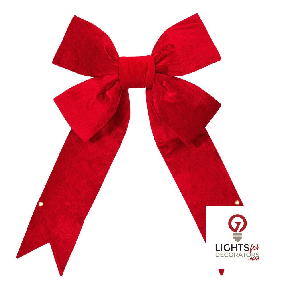 24" Premium Velvet Structural Christmas Bow - Red - UV Treated 24"- Red- None — view 1