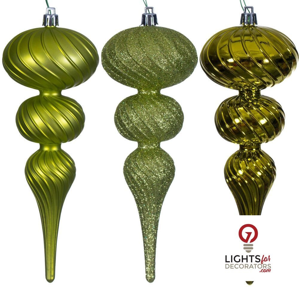 4" Swirl Finial Ornament - Lime - Set of 6 Lime — view 1