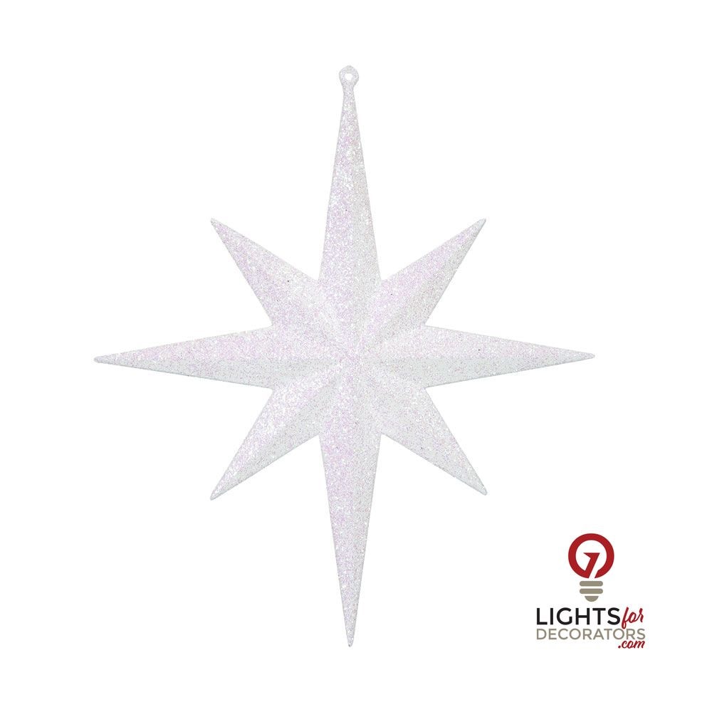 12" Glitter Bethlehem Star Ornament - White - Set of 2 White — view 1