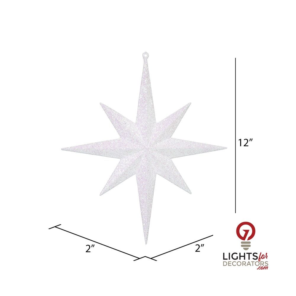 12" Glitter Bethlehem Star Ornament - White - Set of 2 White — view 2