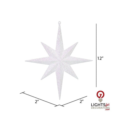 12" Glitter Bethlehem Star Ornament - White - Set of 2 White — view 2