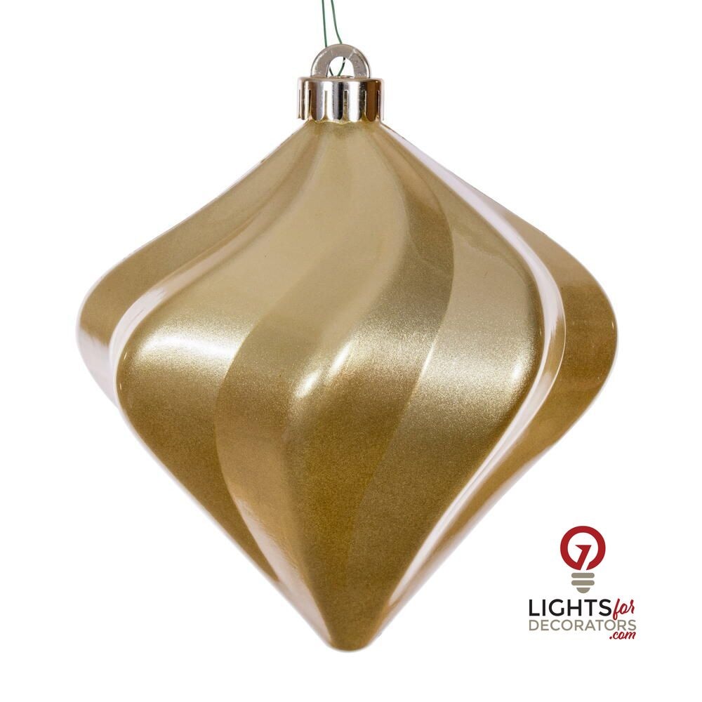 4" Candy Swirl Diamond Ornament - Champagne - UV Treated - Set of 3 Champagne — view 1