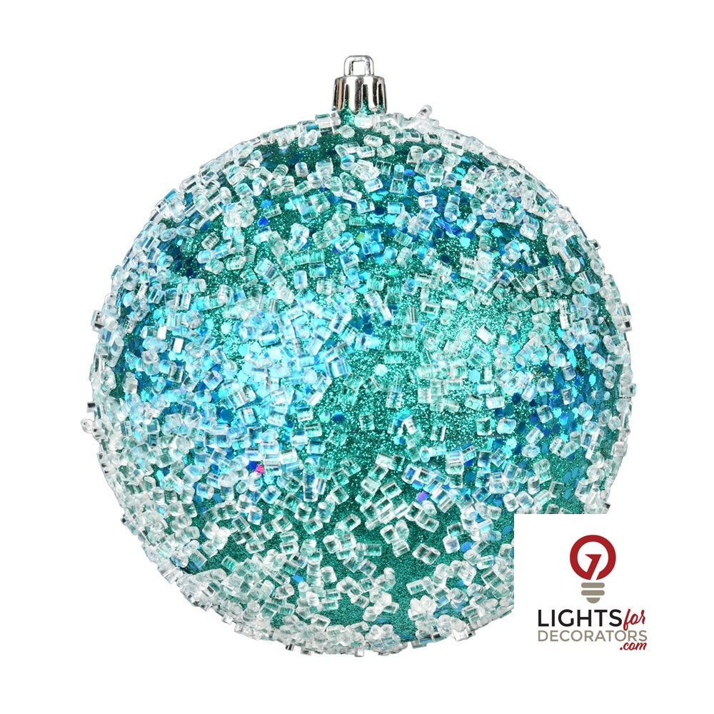 4" Glitter Hail Ball Ornament - Teal - Set of 6 Teal — view 1