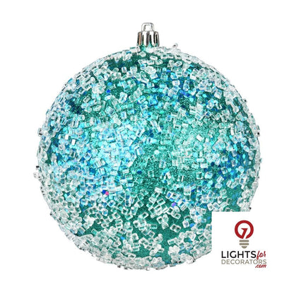 4" Glitter Hail Ball Ornament - Teal - Set of 6 Teal — view 1