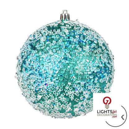 4" Glitter Hail Ball Ornament - Teal - Set of 6 Teal — view 3