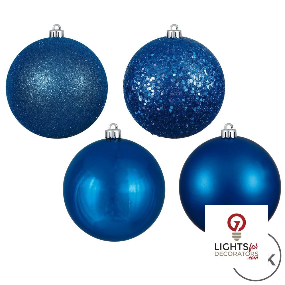 2.75" 4-Finish Shatterproof Ball Ornament Set - Blue - Set of 20 Blue – Box of 20 — view 2