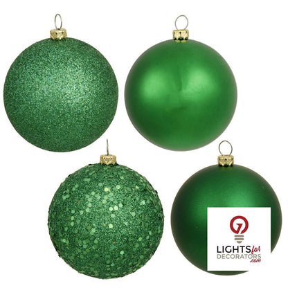 2.75" 4-Finish Shatterproof Ball Ornament Set - Green - Set of 20 Green – Box of 20 — view 1
