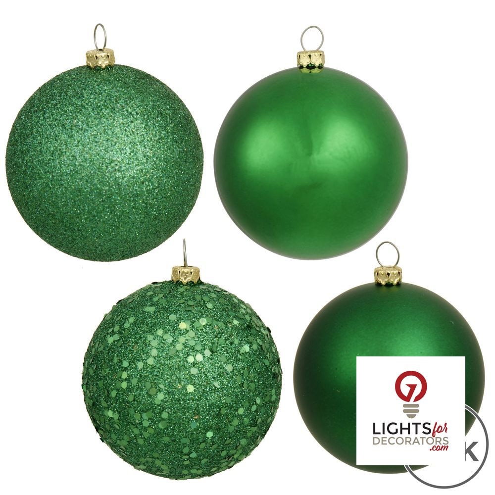 2.75" 4-Finish Shatterproof Ball Ornament Set - Green - Set of 20 Green – Box of 20 — view 2