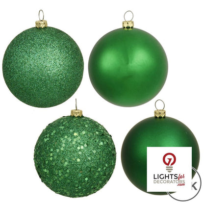 2.75" 4-Finish Shatterproof Ball Ornament Set - Green - Set of 20 Green – Box of 20 — view 2