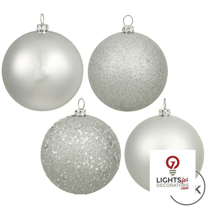2.75" 4-Finish Shatterproof Ball Ornament Set - Silver - Set of 20 Silver – Box of 24 — view 2