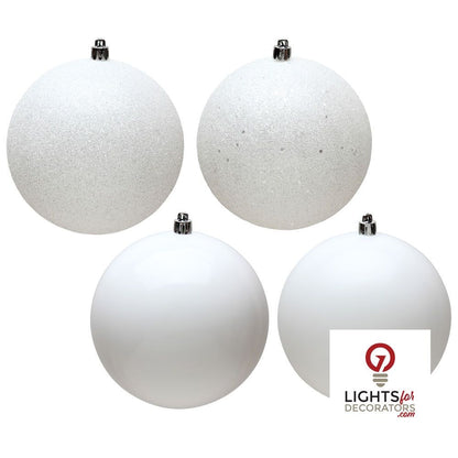 2.75" 4-Finish Shatterproof Ball Ornament Set - White - Set of 20 White – Box of 20 — view 1