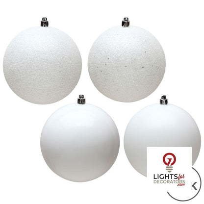 2.75" 4-Finish Shatterproof Ball Ornament Set - White - Set of 20 White – Box of 20 — view 2